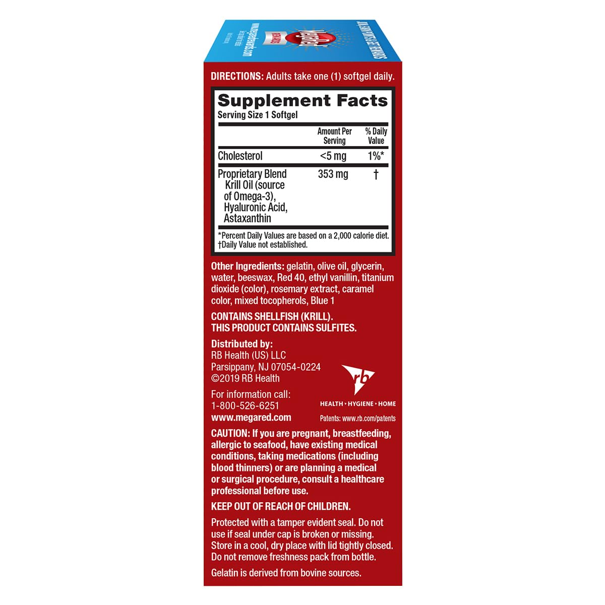 MegaRed daily softgel packaging shown for convenient dosing