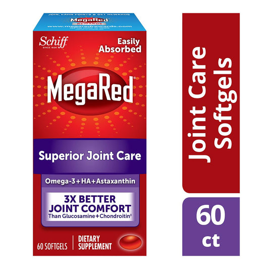 MegaRed Joint Care softgels pack shows convenient daily joint support.
