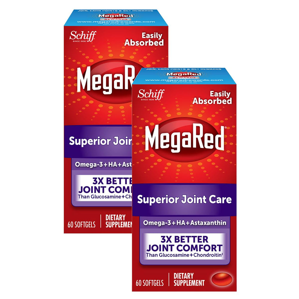 MegaRed krill oil softgel bottle for daily joint care