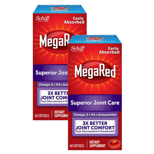 MegaRed krill oil softgel bottle for daily joint care