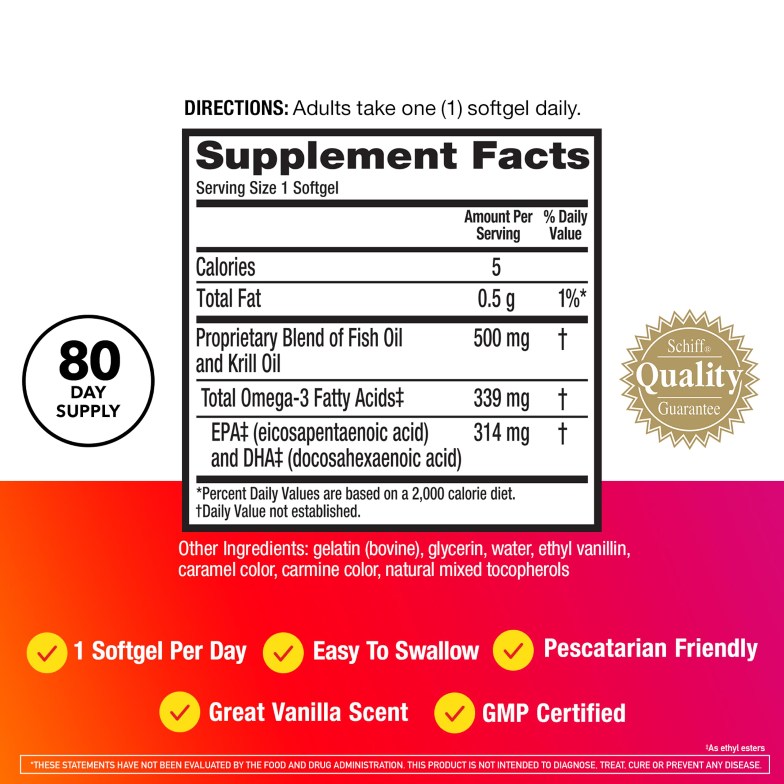 MegaRed softgel swallow action illustrating convenient daily dosing.