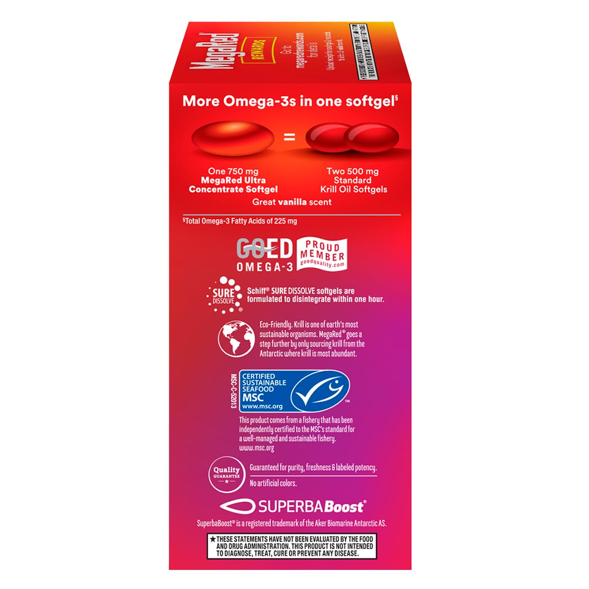 MegaRed krill oil capsules with no fishy aftertaste