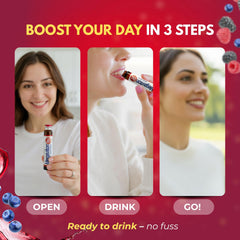 Pouring Megaviton B12 Extra Forte into a glass for convenient consumption