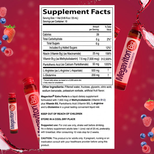 Megaviton B12 Extra Forte vial pack ready-to-drink for on-the-go energy