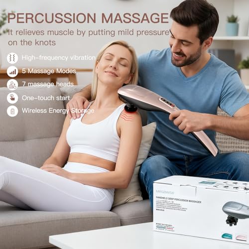 MEGAWISE massager shows 3200mAh battery for long cordless sessions