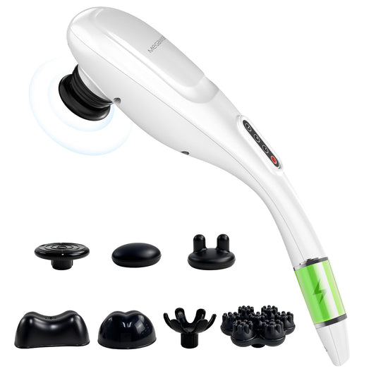 MEGAWISE cordless back massager front view emphasizes portable design for on-the-go relief.