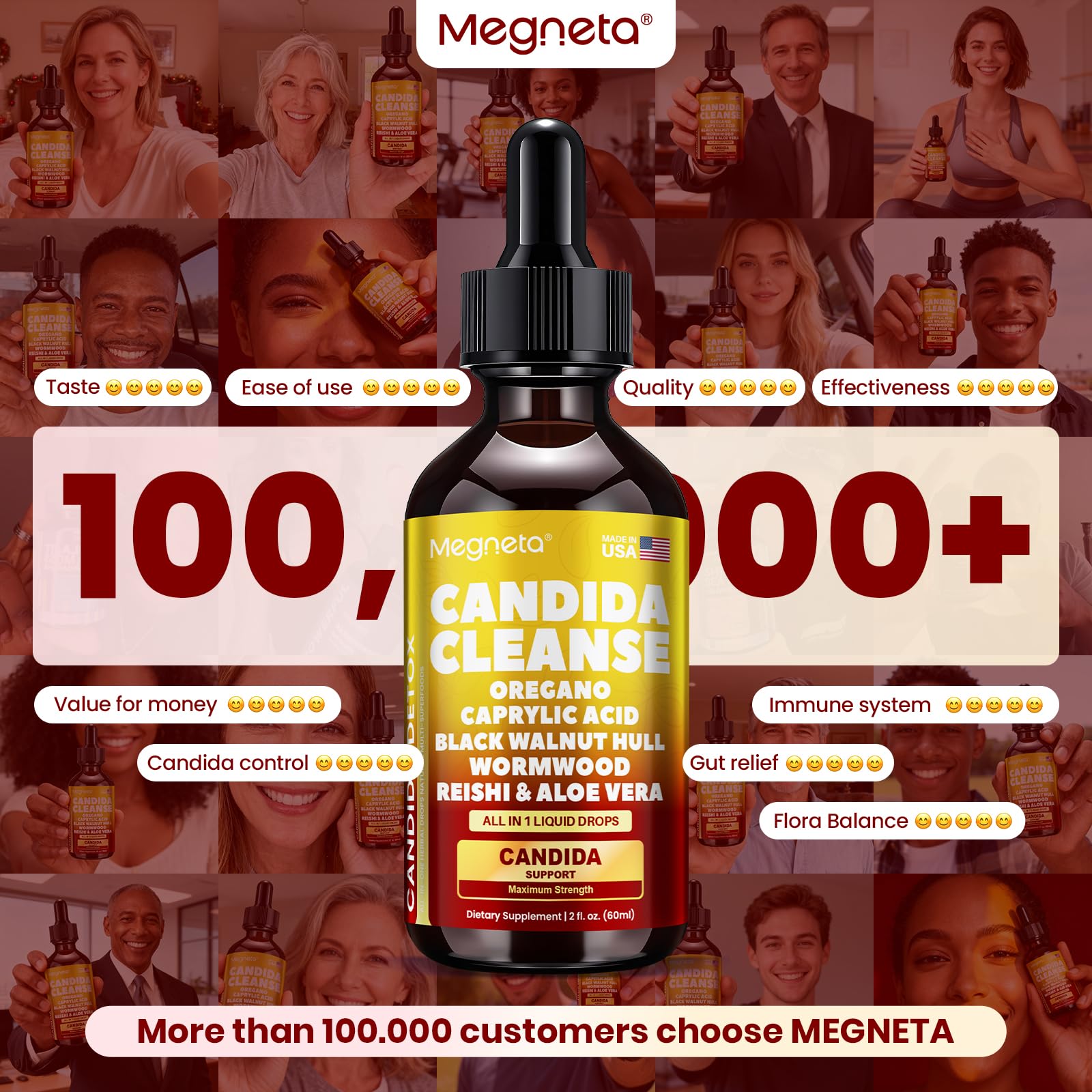 MEGNETA Candida Cleanse Lactospore probiotic for immune-friendly digestion.