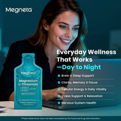 MEGNETA ingredient label shows clean-nutrition ingredients supporting daytime performance.