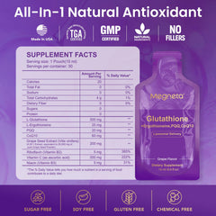 MEGNETA Liposomal Glutathione grape flavor label suggests pleasant taste.