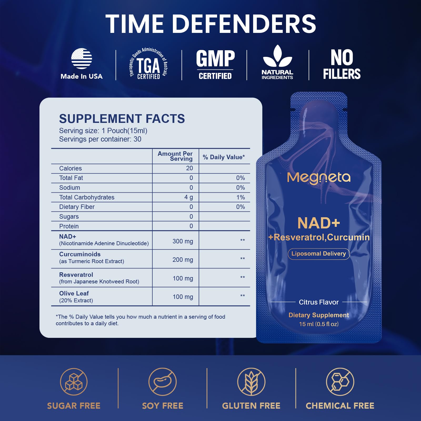 MEGNETA NAD liposomal liquid fridge storage conveying freshness after opening