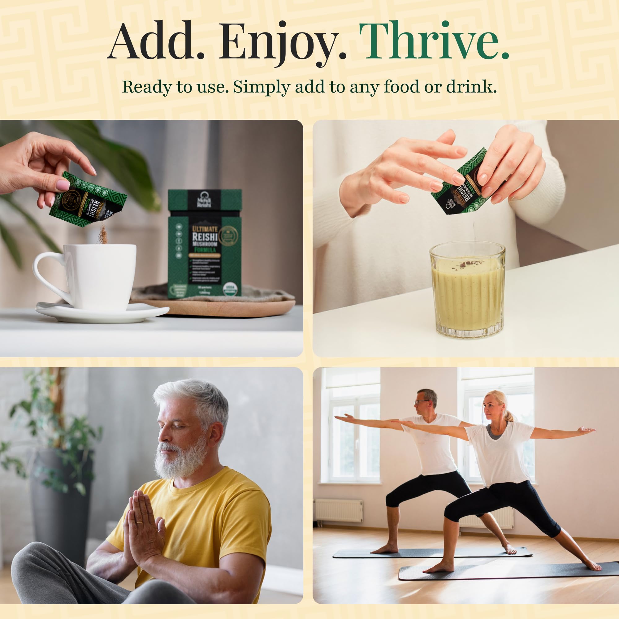 Mehdi Reishi vegan packaging communicates non-GMO gluten-free status.