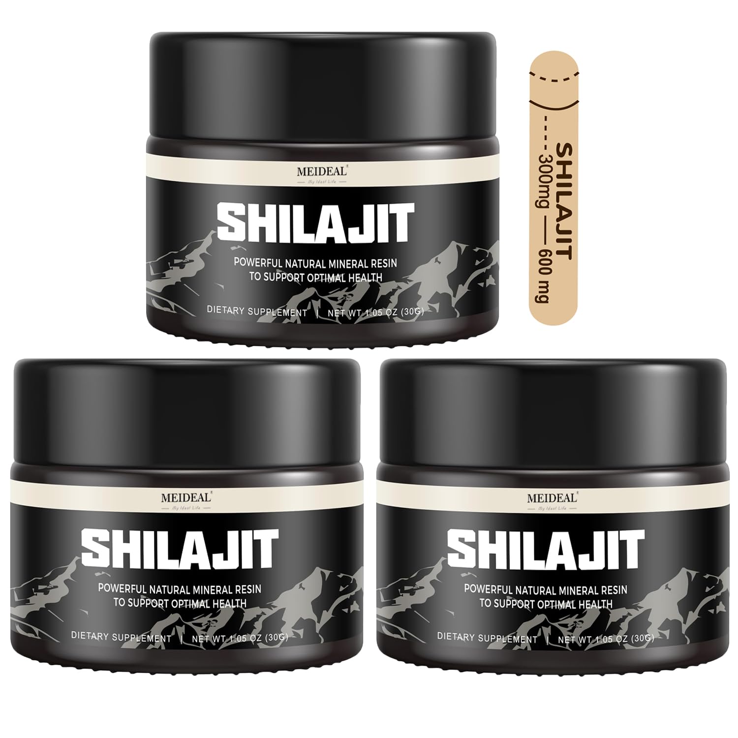 Meideal Shilajit resin close-up shows natural texture and purity for energy support
