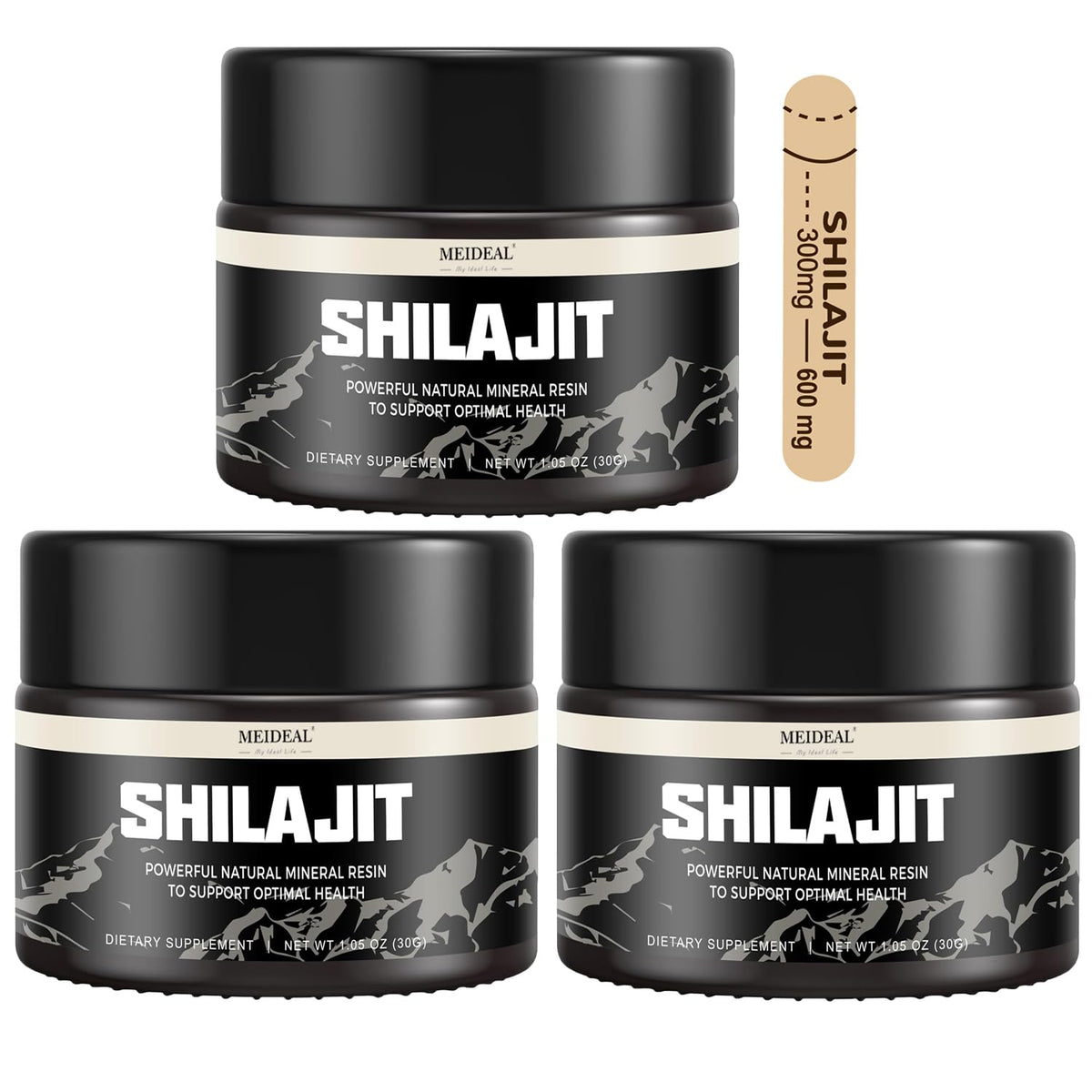 Meideal Shilajit resin close-up shows natural texture and purity for energy support