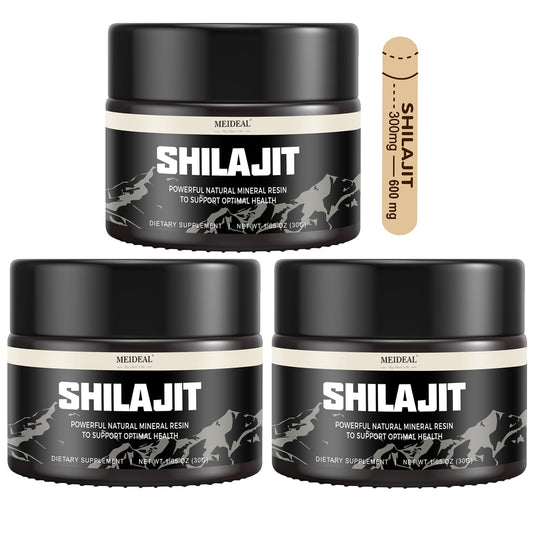 Meideal Shilajit resin close-up shows natural texture and purity for energy support