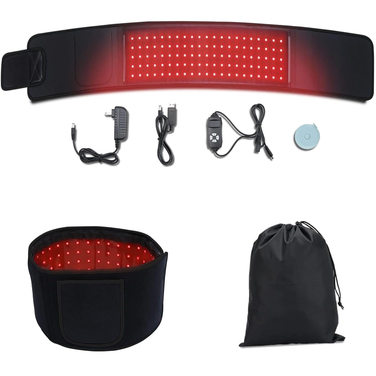 Meiye red light therapy belt front view for broad back and waist coverage.