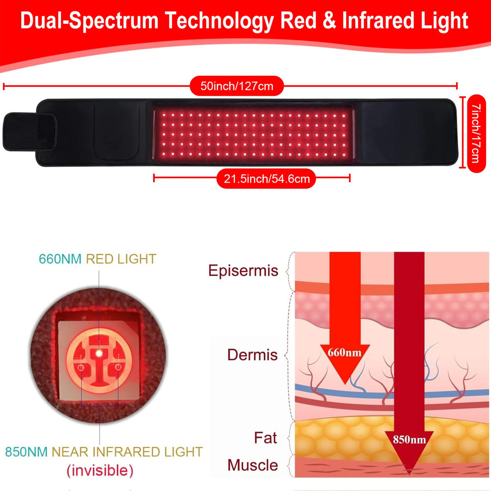 Meiye red light therapy belt worn on body for hands-free sessions.