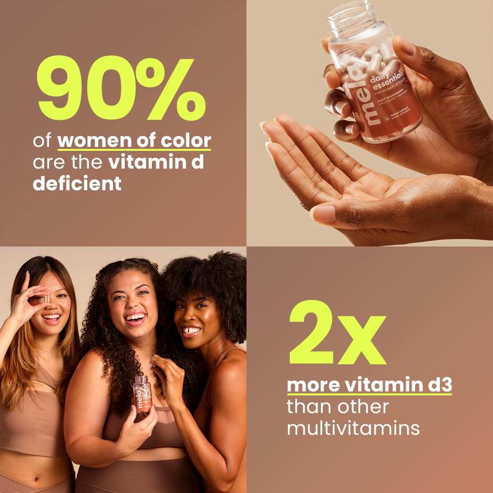 Close-up of Mela Daily Essentials capsules highlighting vegan form.