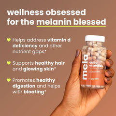 Mela Daily Essentials probiotic blend with five strains for gut health.