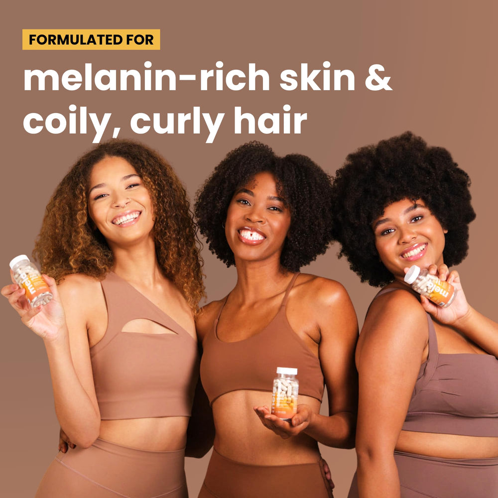 Mela Daily Glow label detailing vegan, gluten-free ingredients and testing