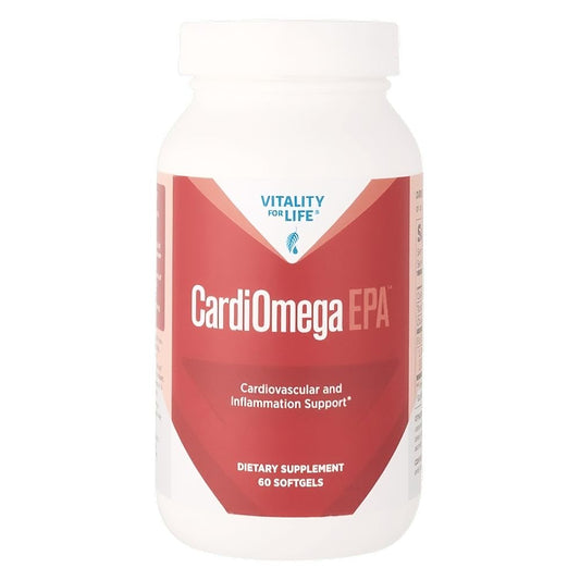 Melaleuca CardiOmega EPA bottle with capsules for cardiovascular and inflammation support.