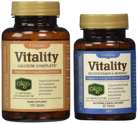 Melaleuca Vitality Pack Men bottle front view for daily nutrient support.