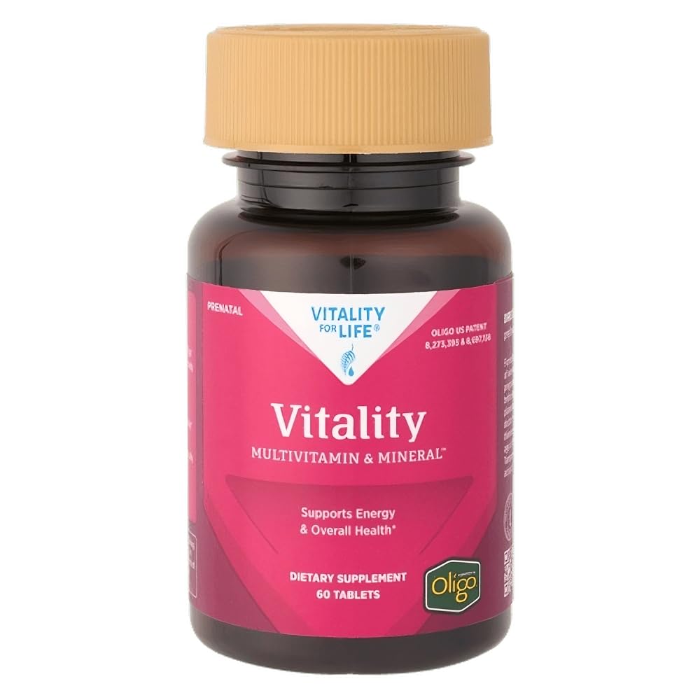 Melaleuca Vitality Prenatal bottle closeup promoting daily energy support.