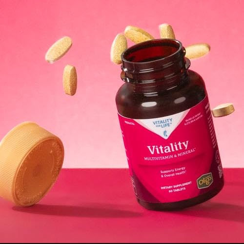 Melaleuca Vitality Prenatal bottle packaging emphasizing ease of use for expectant moms.