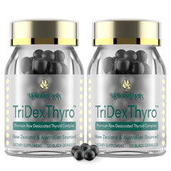 Meliorantheris TriDexThyro bottle highlighting premium raw thyroid blend for daily use.