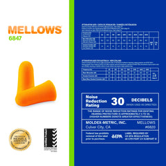 Mellows tapered design aids slim ear canal fit.