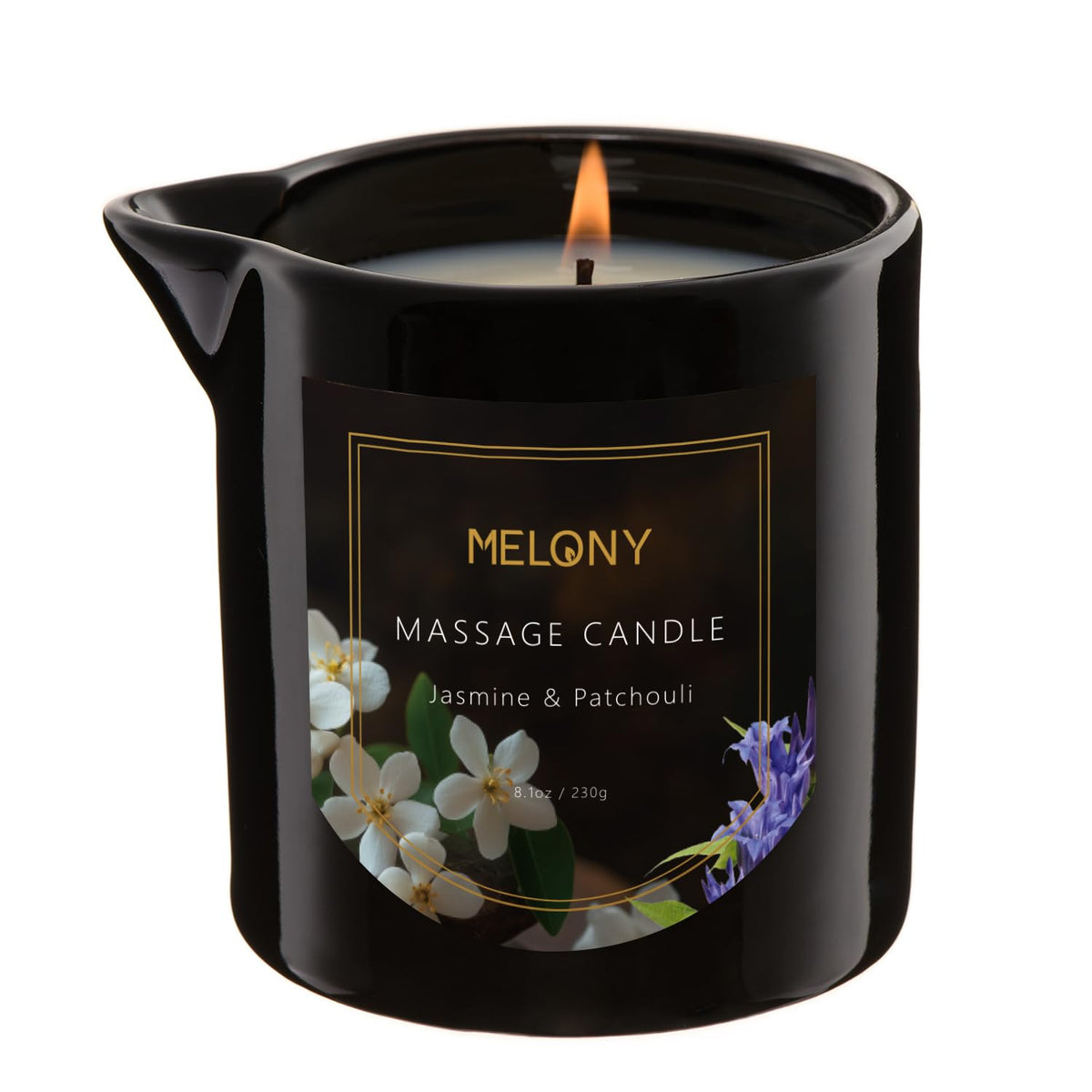 MELONY luxury massage candle ambiance with warm glow for a relaxing home spa