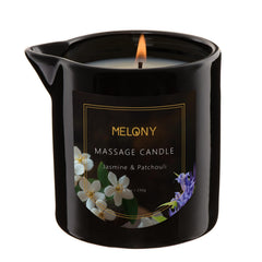 MELONY luxury massage candle ambiance with warm glow for a relaxing home spa