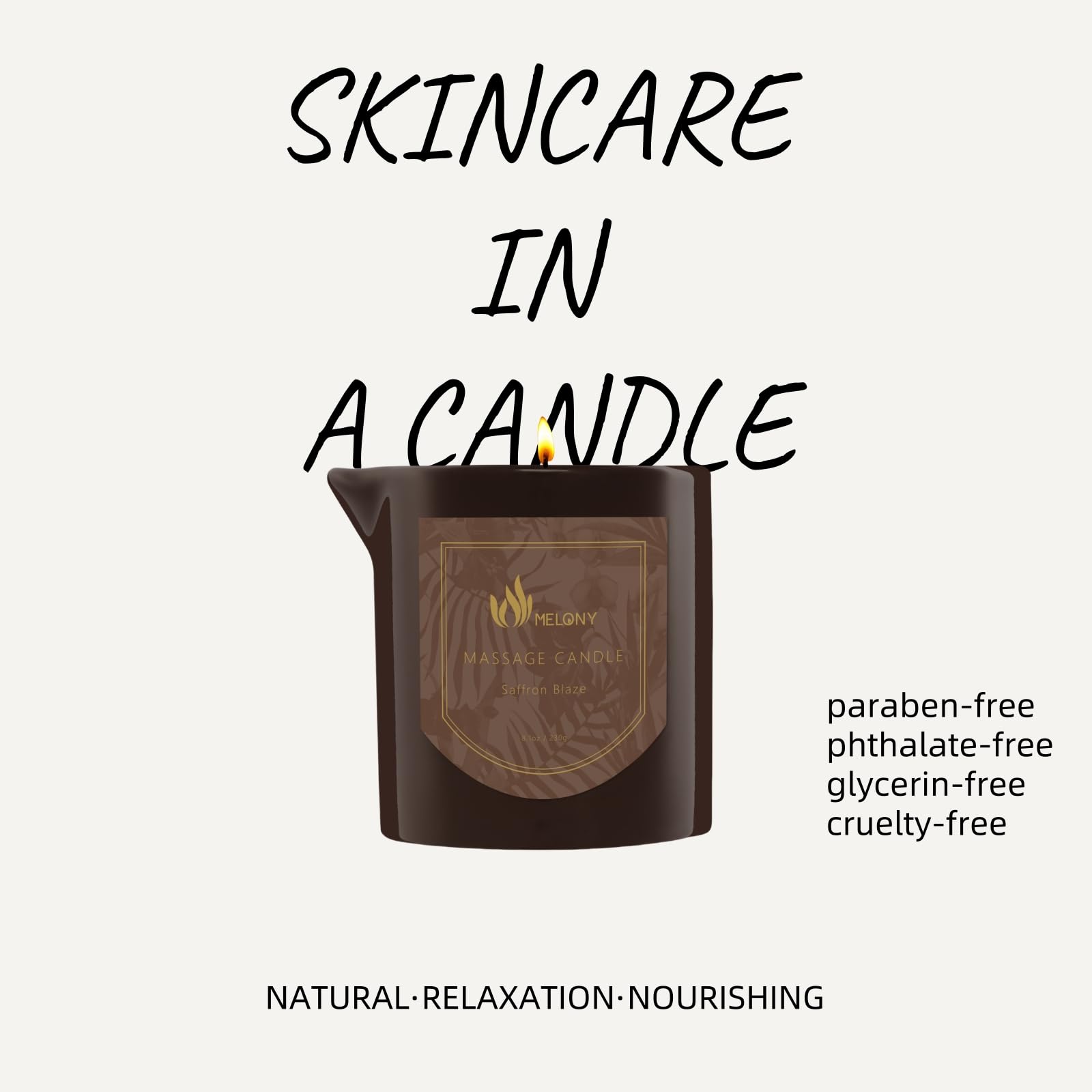 Gift-ready MELONY massage oil candle packaging image