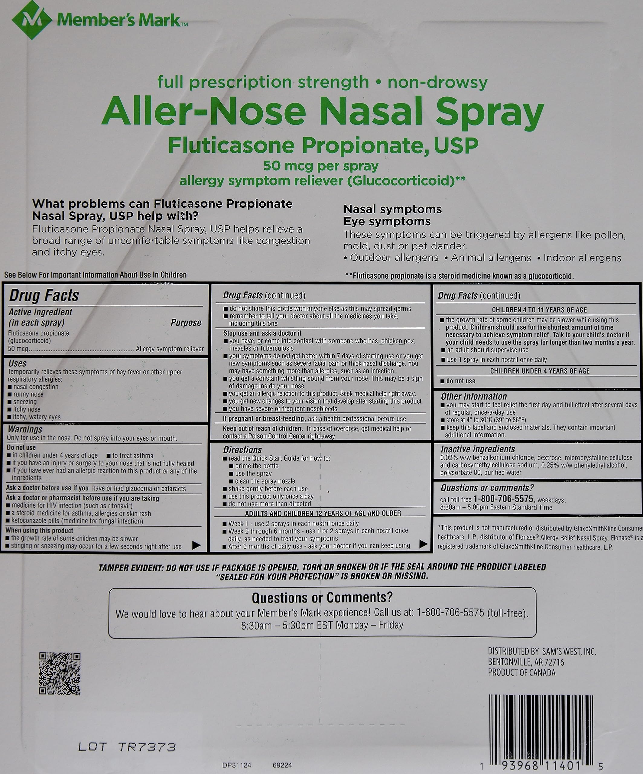 Members Mark Aller-Nose Fluticasone spray in action for nasal comfort during allergy season.