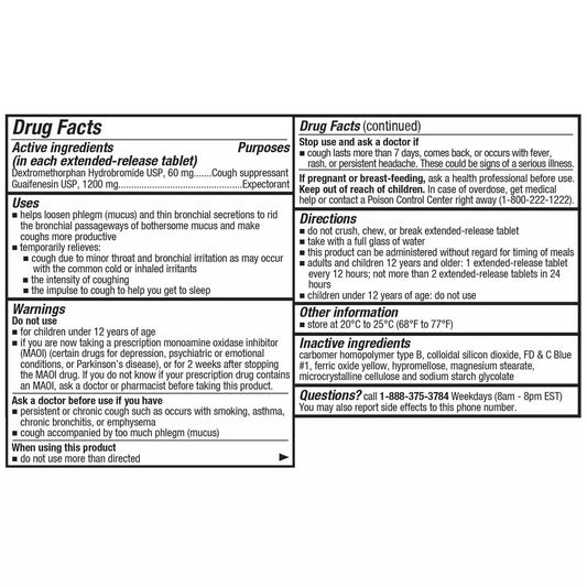 Member's Mark Mucus Relief tablets pack highlights convenient extended relief