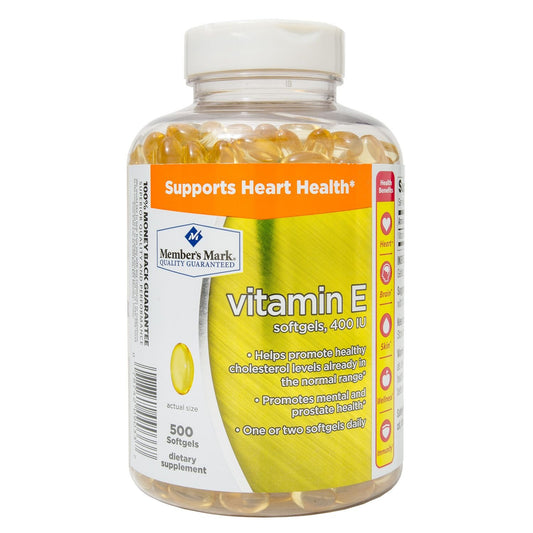 Members Mark Vitamin E 400 IU bottle for daily antioxidant support and heart health.