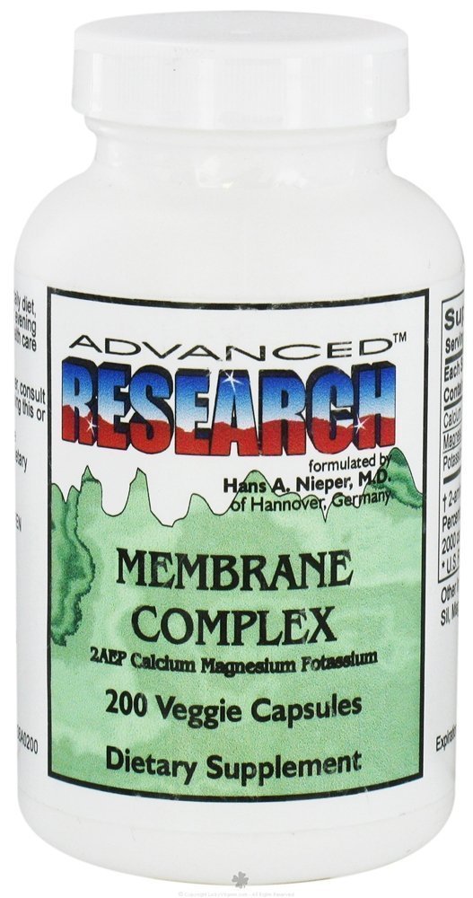 Membrane Complex 200 Veg Capsules bottle showing calcium, magnesium, and potassium blend