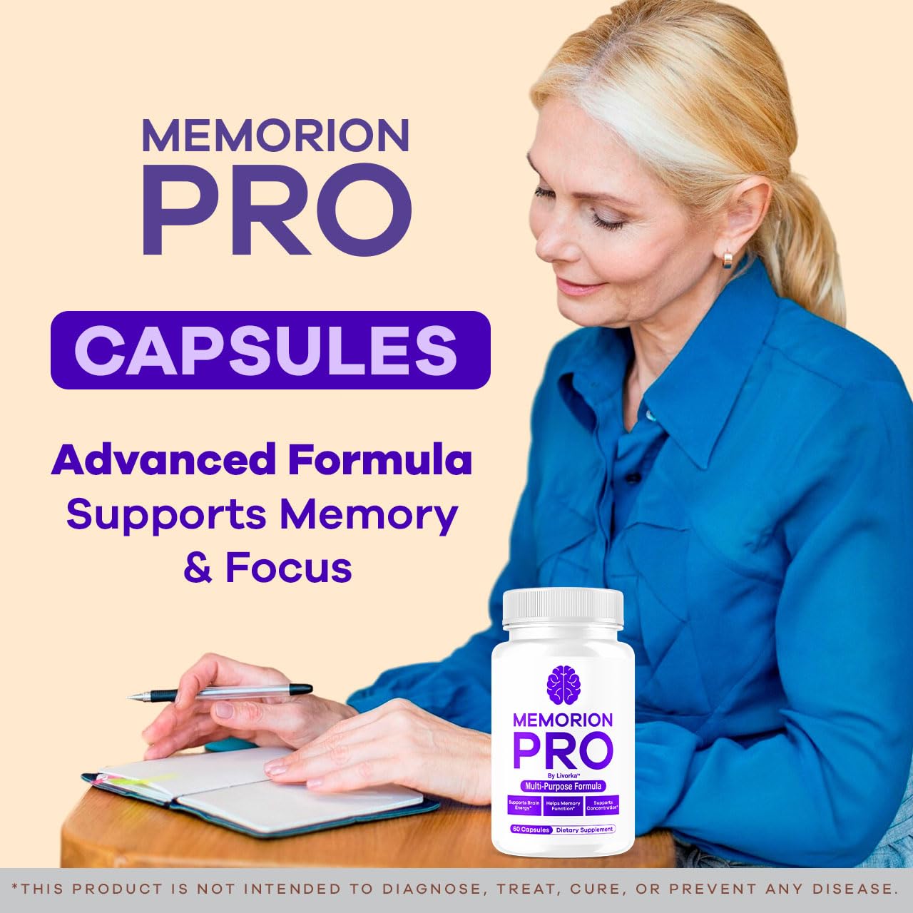 Memorion Pro capsules close-up reveal smooth, easy-to-swallow pills.