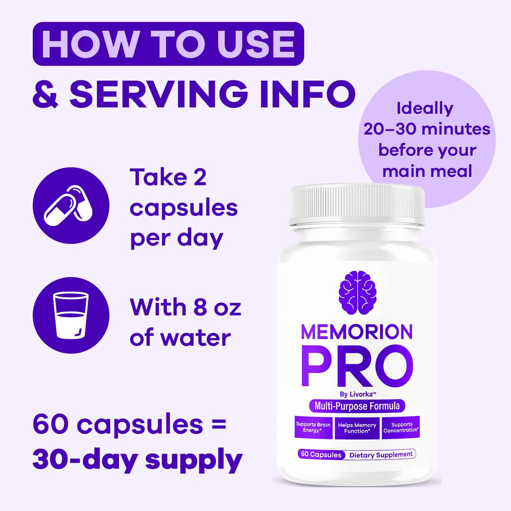 Memorion Pro packaging back offers product details for informed use.