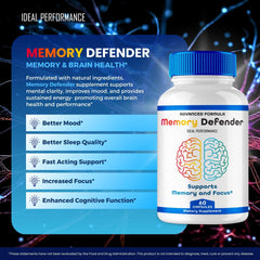 IDEAL PERFORMANCE Memory Defender packaging illustrates premium nootropic support for focus.