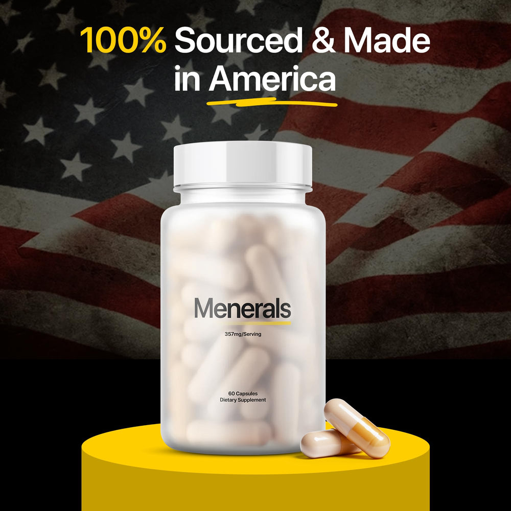 Menerals bottle paired with a healthy meal highlights digestion benefits.