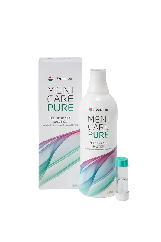 Menicon Menicare Pure lens container for easy storage and sanitation of gas permeable lenses.