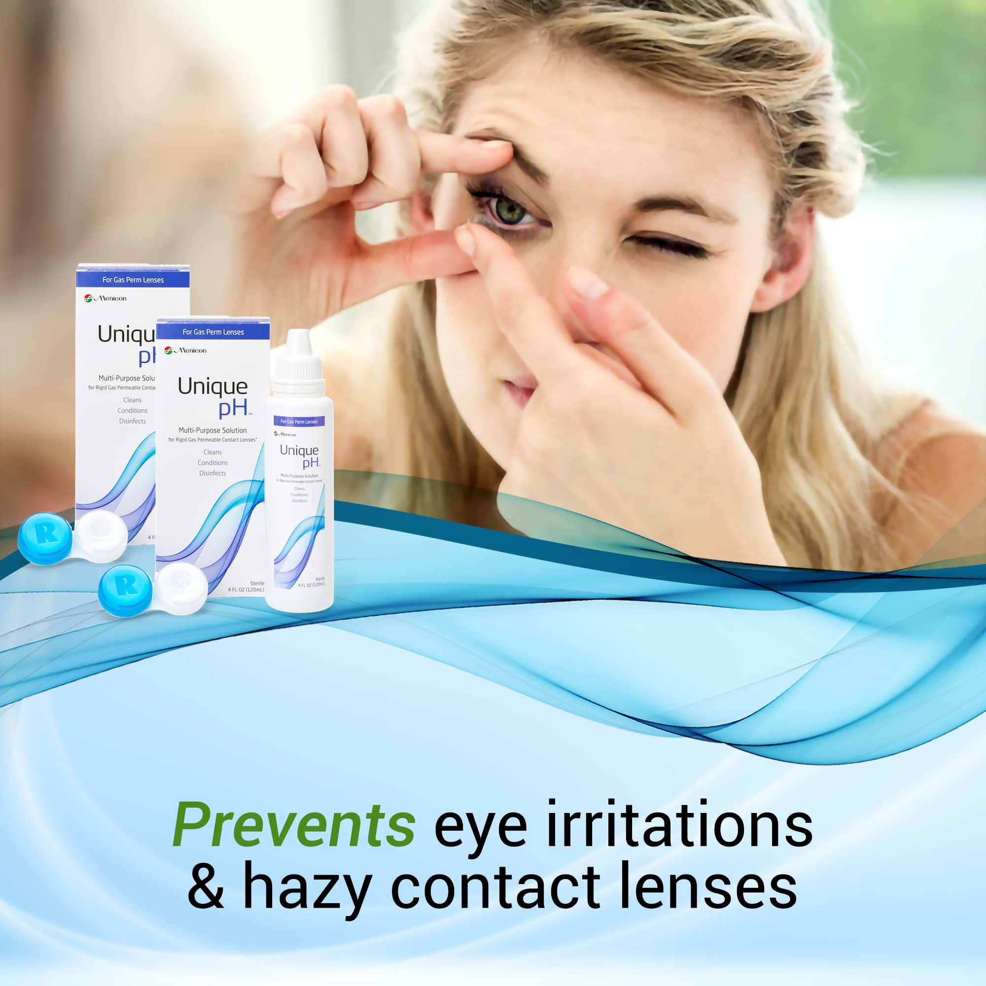 Packaging showing two-bottle Menicon kit for ongoing lens care