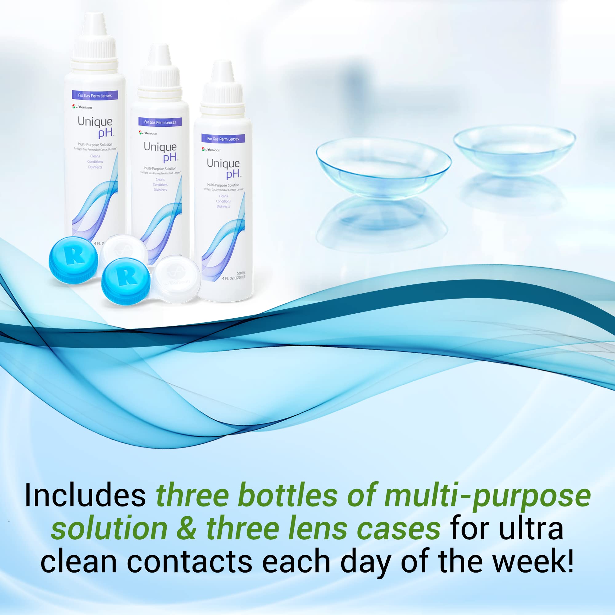 Menicon Unique pH travel packaging highlights compact travel bottles.