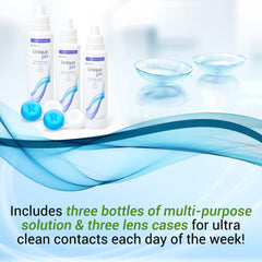 Menicon Unique pH travel packaging highlights compact travel bottles.