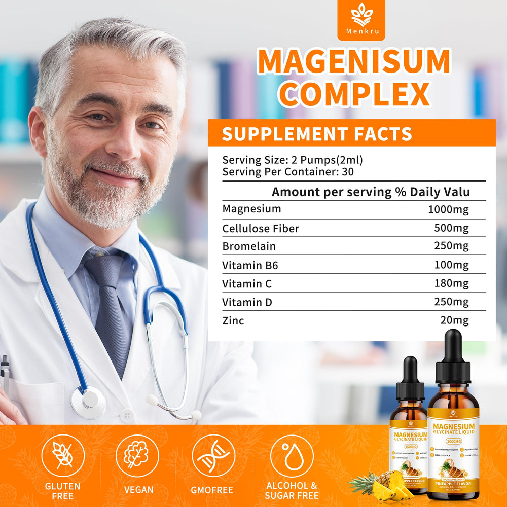 Menkru pineapple-flavored liquid magnesium drops offer pleasant taste