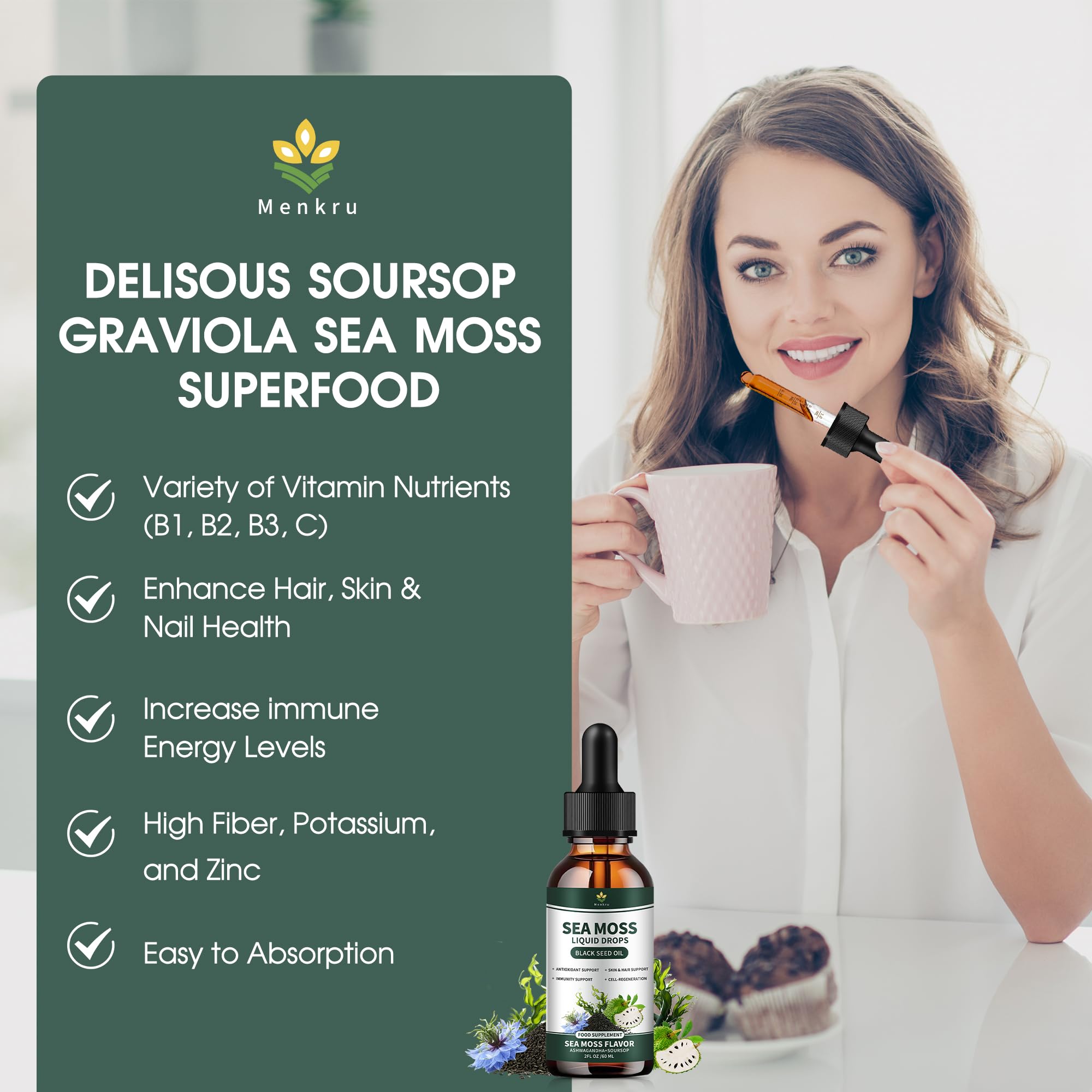 Menkru ingredients label highlights multi-mineral blend and botanicals.