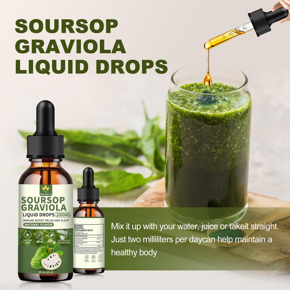 Menkru Soursop liquid drops dropper enabling precise dosing.
