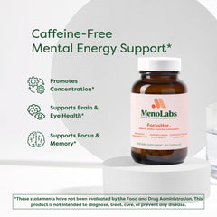 MENOLABS FocusHer capsules close-up showing convenient daily dose for focus and memory.