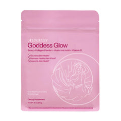 MENOLABS Goddess Glow jar front shows premium collagen, ready to support daily beauty routines.