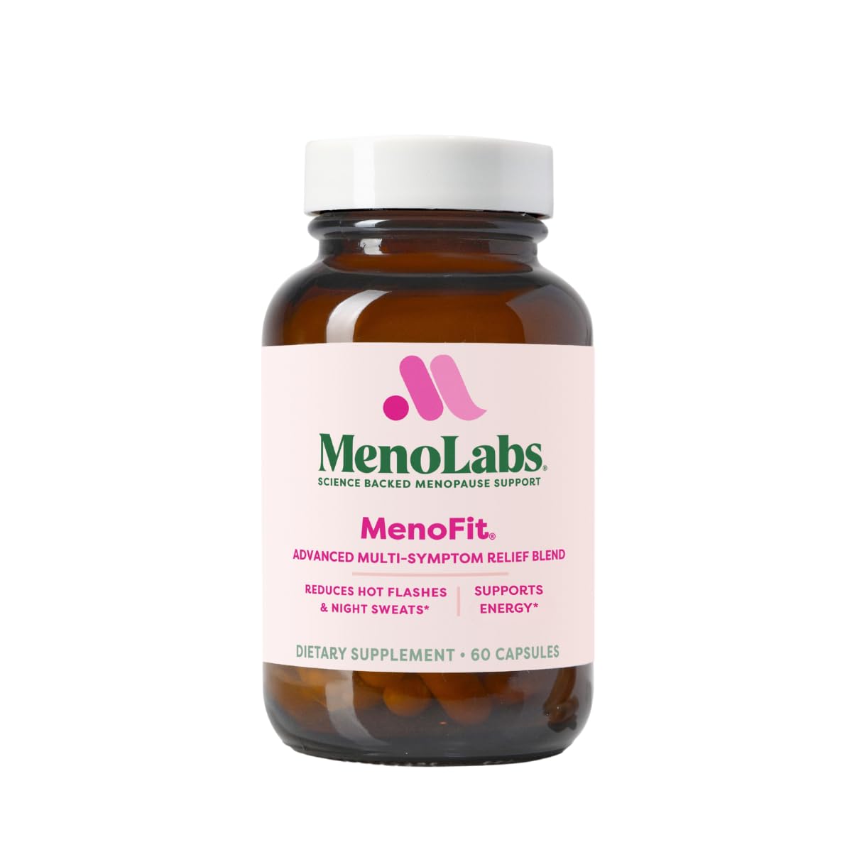 MENOLABS MenoFit bottle front view showing packaging for menopause support